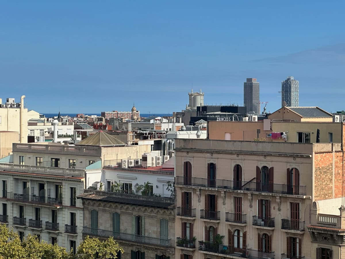 Apartment buildings in Barcelona, Spain with balconies.