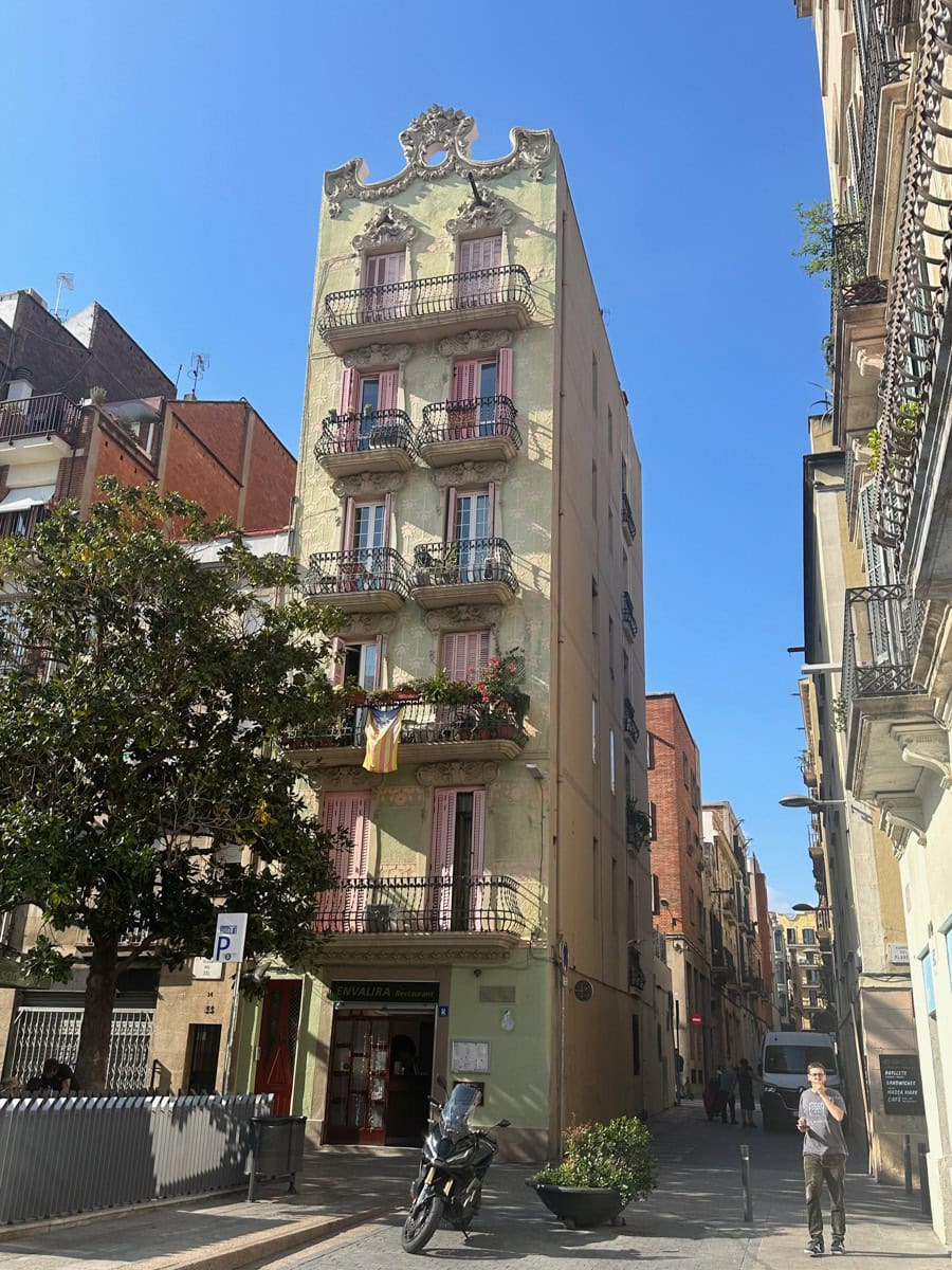 Apartment building in Barcelona, Spain with Balconies.