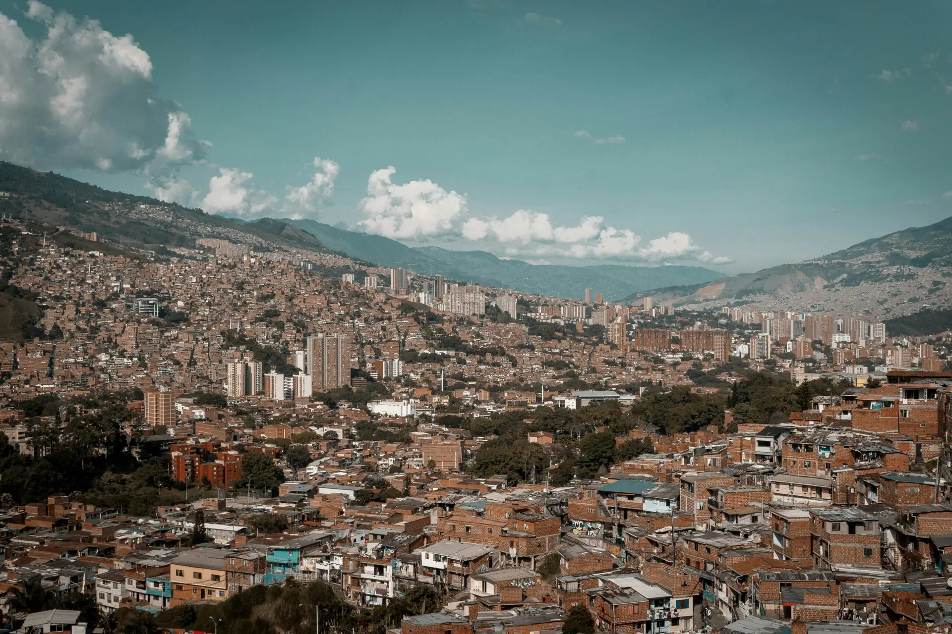 View of the city of Medellin from the hilltops