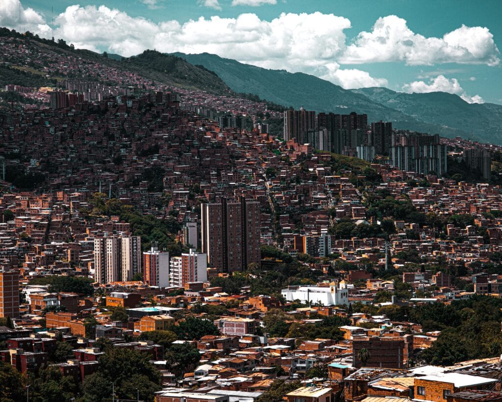 View of residential areas in Medellin, Colombia
