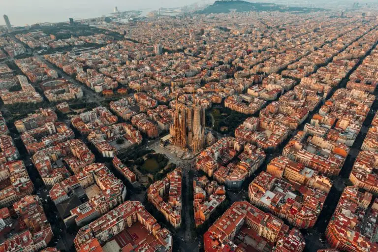 View from above of streets of Barcelona