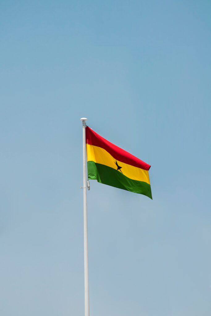 Flag of Ghana on a pole