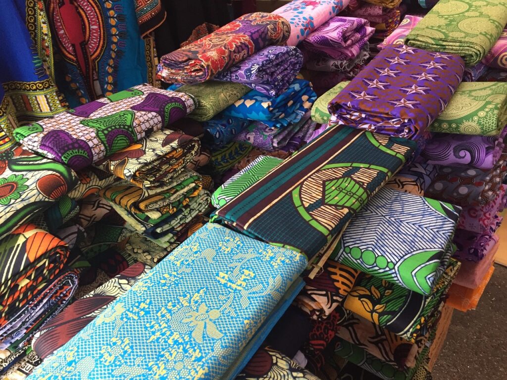 Colourful fabrics in Ghana
