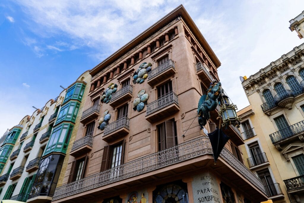Typical Barcelona architecture in El Raval Distict.