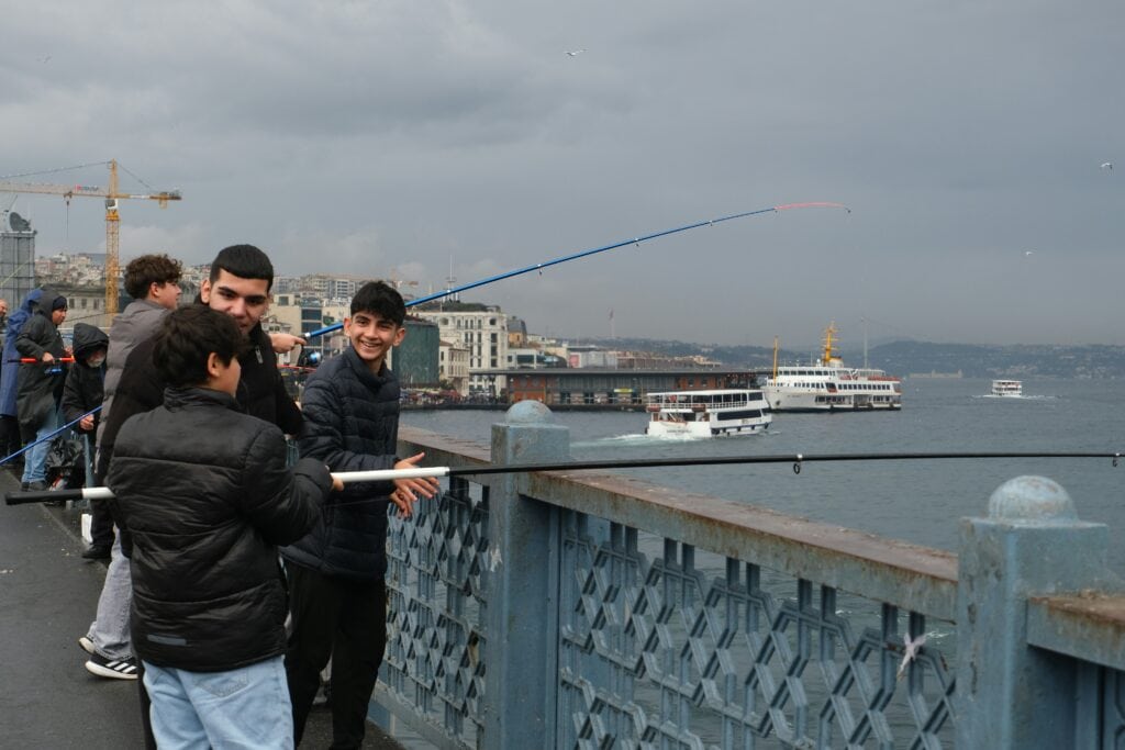 People fishing in Istanbul, Turkey.