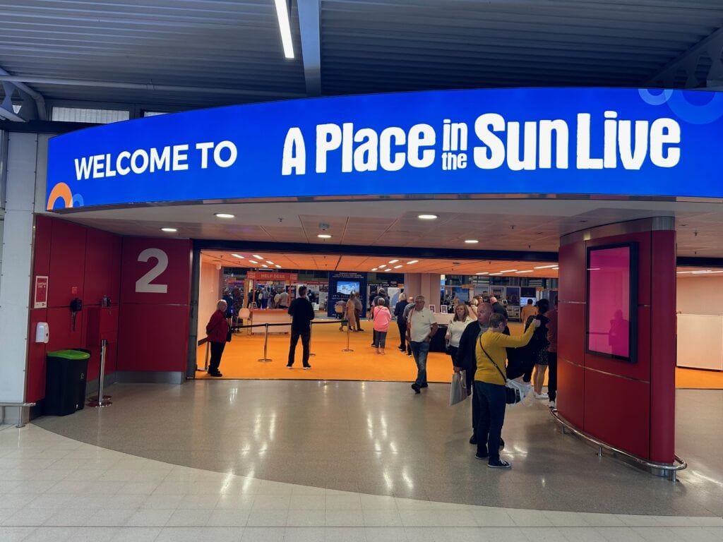 Entrance to A Place in the Sun Live 2024 exhibition in Birmingham