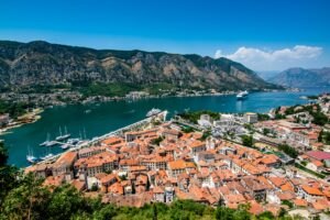 Aerial view of the town of Kotor, Montenegro