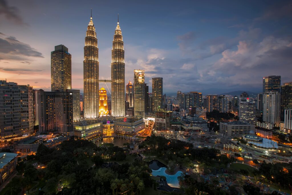 Kuala Lumpur with view of Petronas Twin Towers