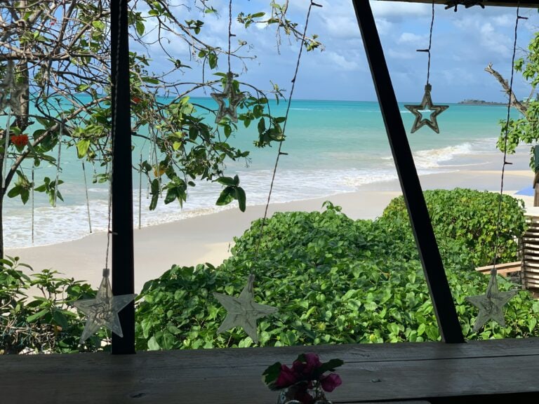 Beautiful beach in front of a property in Antigua.