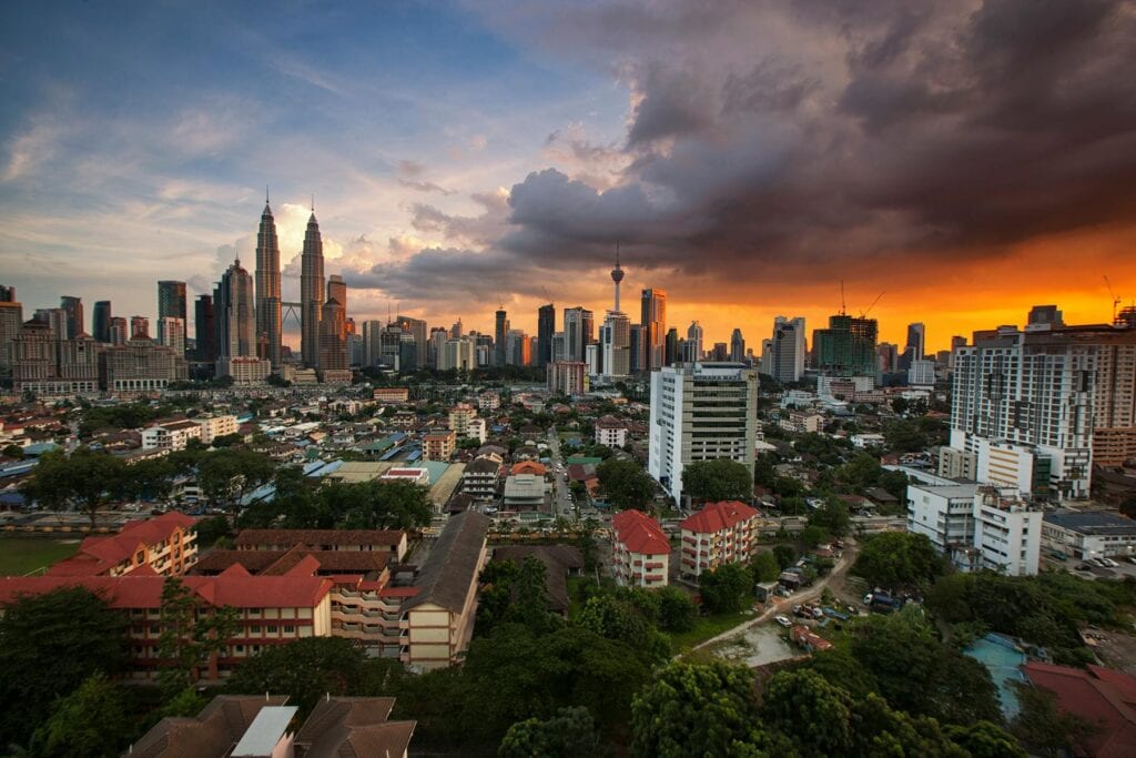 Aerial View of Twin Towers and Kuala Lumpur