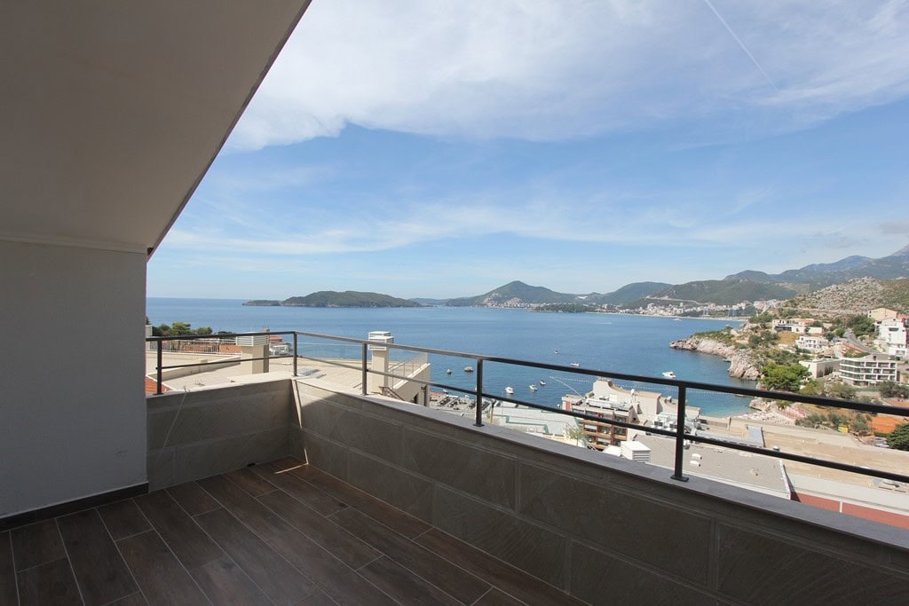 View of the Adriatic Coast from the balcony of a flat in Montenegro