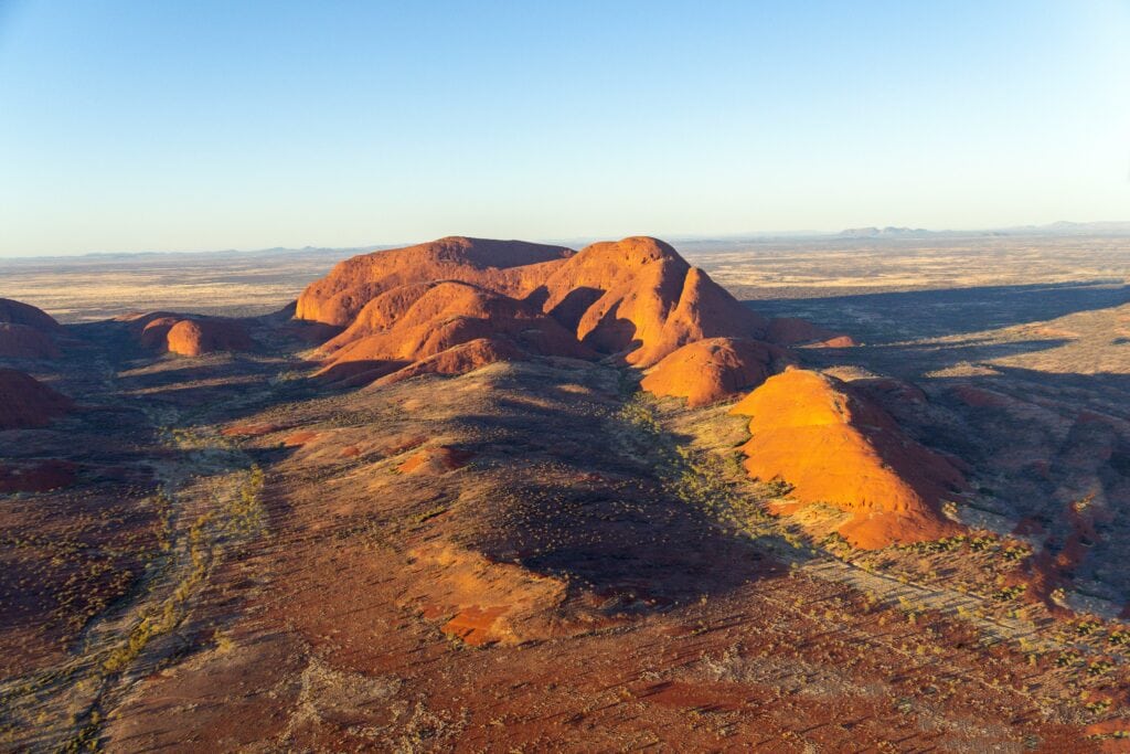 Aerial view of parts of Uluru rock in central Australia