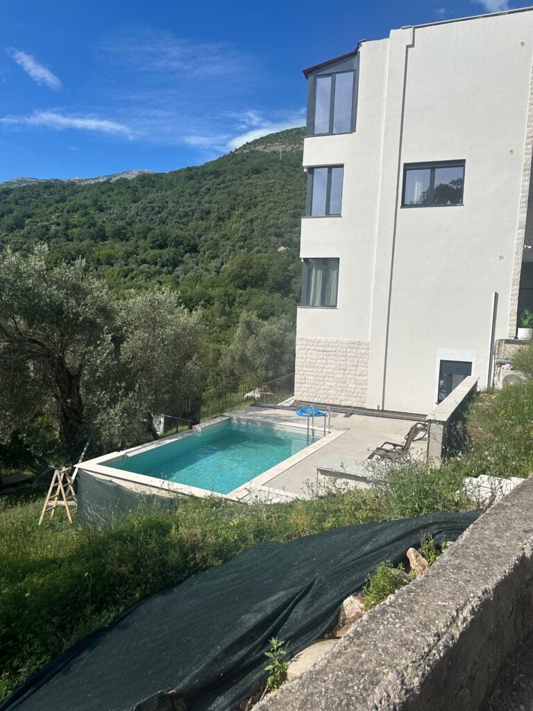 A new small block of flats with a small swimming pool up in the hills near Budva, Montenegro