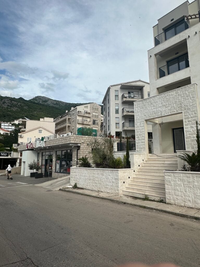 Series of blocks of residential flats in a small town near Budva, Montenegro