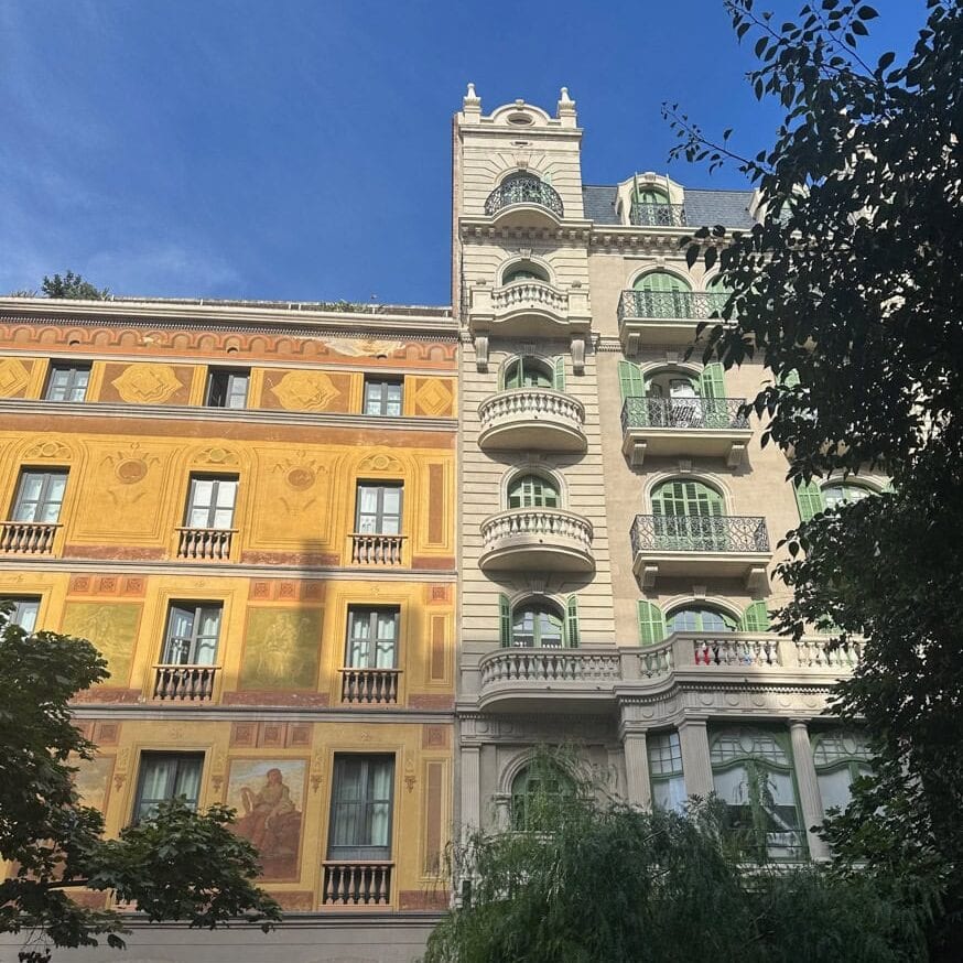 Apartment buildings in Barcelona, Spain.